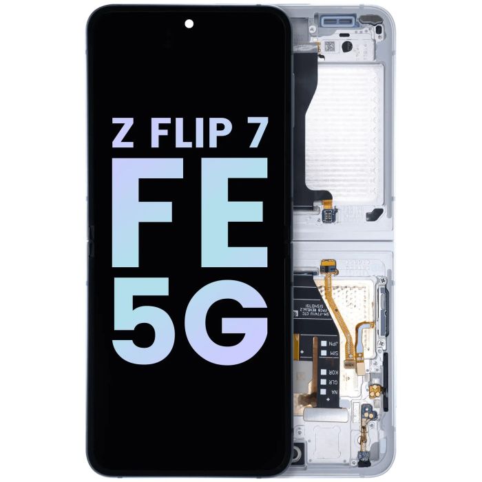 Innen OLED Display mit Rahmen für Galaxy Z Flip 7 FE 5G (Service Pack) (Weiß)
