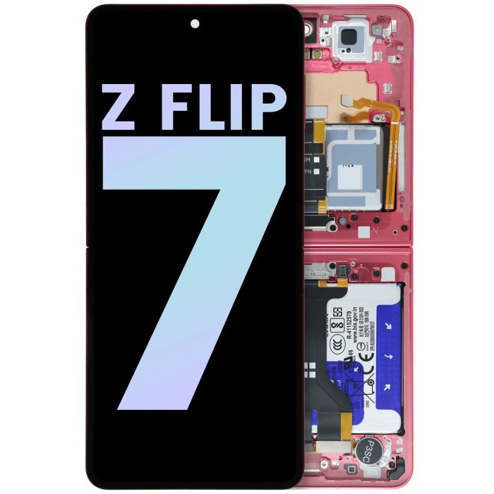 Innen OLED Display mit Rahmen für Galaxy Z Flip 7 5G (Service Pack) (Coral Red)