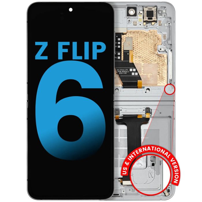 Innen OLED Display mit Rahmen für Galaxy Z Flip 6 5G (Aftermarket) (Weiß)