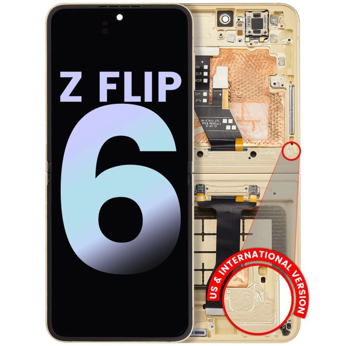 Innen OLED Display mit Rahmen für Galaxy Z Flip 6 5G (Service Pack) (Gelb)