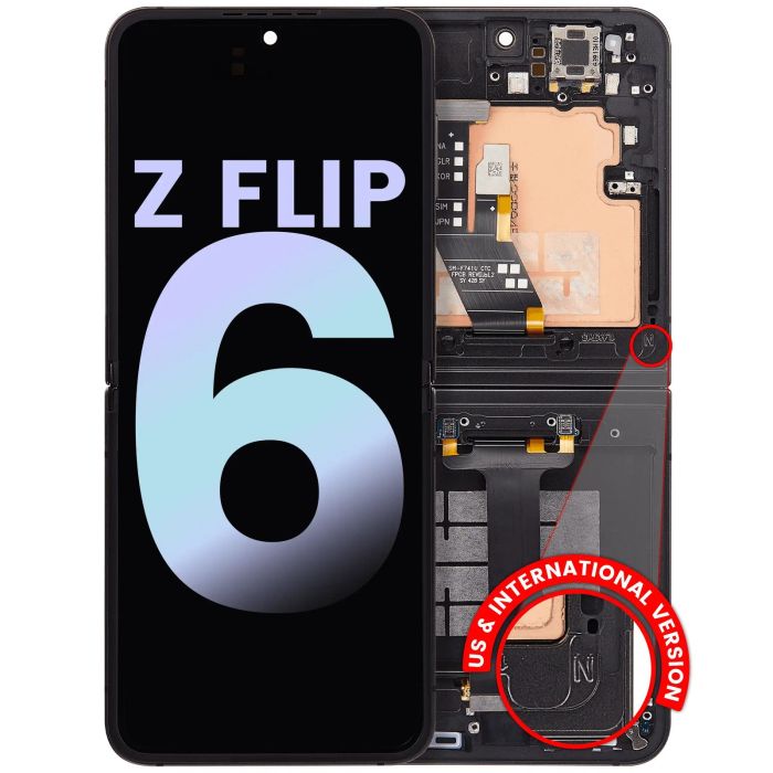 Innen OLED Display mit Rahmen für Galaxy Z Flip 6 5G (Service Pack) (Schwarz)