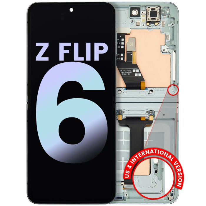 Innen OLED Display mit Rahmen für Galaxy Z Flip 6 5G (Service Pack) (Mint)