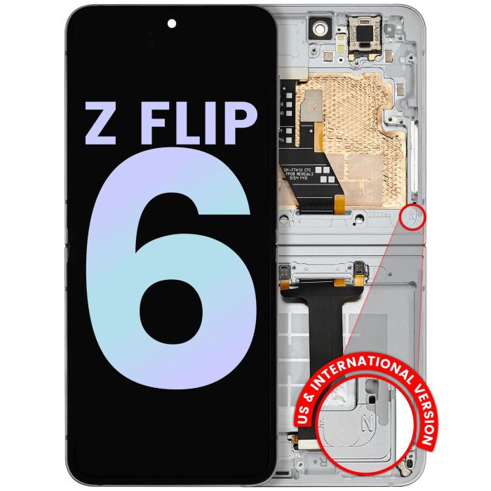 Innen OLED Display mit Rahmen für Galaxy Z Flip 6 5G (Service Pack) (Weiß)