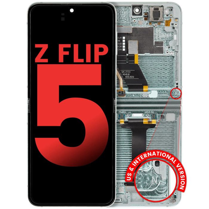 Innen OLED Display mit Rahmen für Galaxy Z Flip 5 5G (Aftermarket Plus) (Grün)