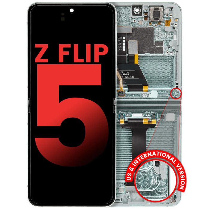 Innen OLED Display mit Rahmen für Galaxy Z Flip 5 5G (Aftermarket Plus) (Mint)