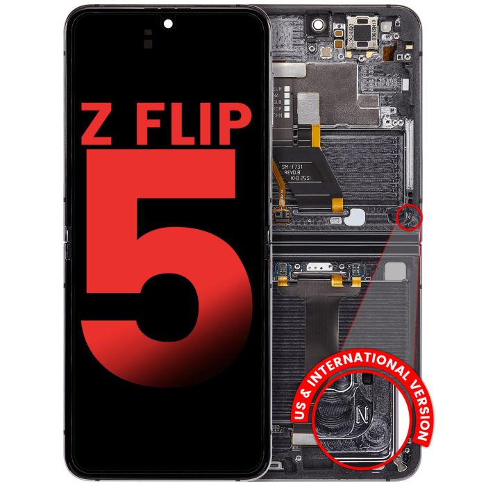 Innen OLED Display mit Rahmen für Galaxy Z Flip 5 5G (Aftermarket Plus) (Grau)