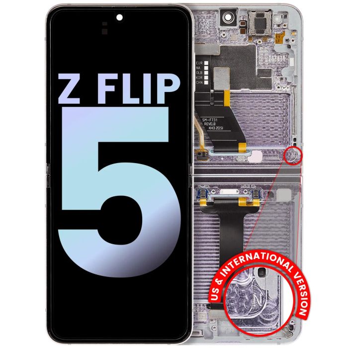 Innen OLED Display mit Rahmen für Galaxy Z Flip 5 5G (Service Pack) (Lavendel)