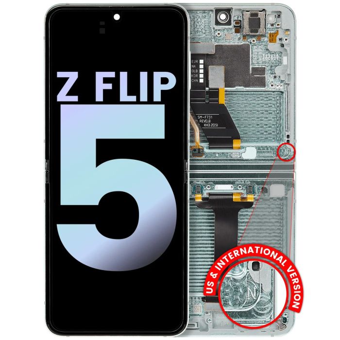 Innen OLED Display mit Rahmen für Galaxy Z Flip 5 5G (Service Pack) (Mint)