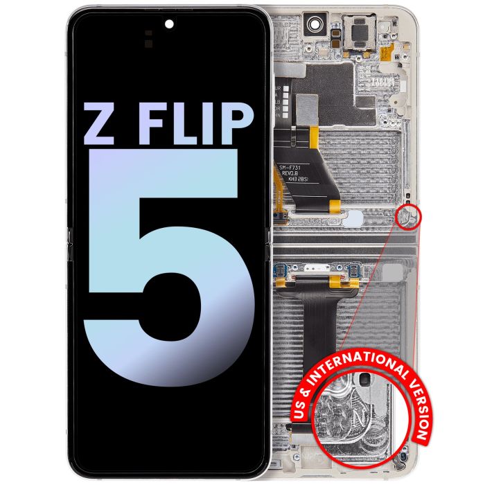Innen OLED Display mit Rahmen für Galaxy Z Flip 5 5G (Service Pack) (Cream)