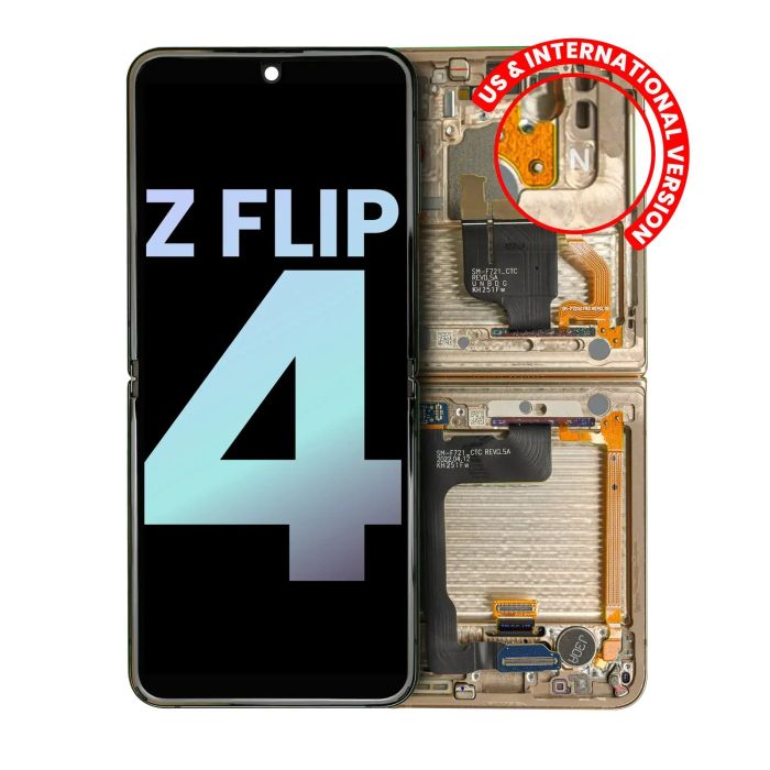 Innen OLED Display mit Rahmen für Galaxy Z Flip 4 5G (Service Pack) (Gold)