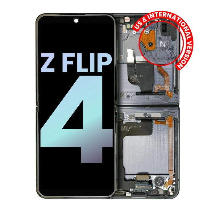 Innen OLED Display mit Rahmen für Galaxy Z Flip 4 5G (Service Pack) (Graphit)