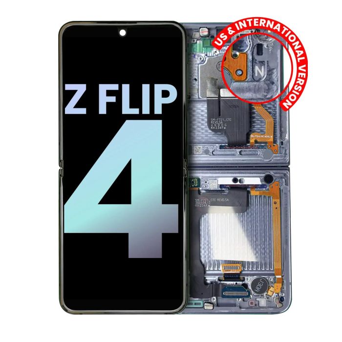 Innen OLED Display mit Rahmen für Galaxy Z Flip 4 5G (Service Pack) (Blau)