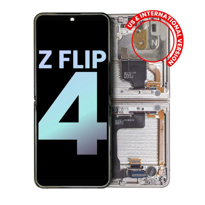 Innen OLED Display mit Rahmen für Galaxy Z Flip 4 5G (Service Pack) (Weiß)