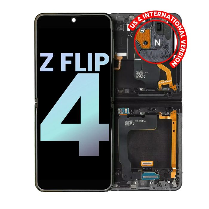 Innen OLED Display mit Rahmen für Galaxy Z Flip 4 5G (Service Pack) (Schwarz)
