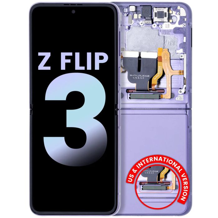 Innen OLED Display mit Rahmen für Galaxy Z Flip 3 5G (Service Pack) (Lavendel)