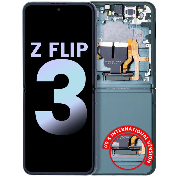 Innen OLED Display mit Rahmen für Galaxy Z Flip 3 5G (Service Pack) (Grün)