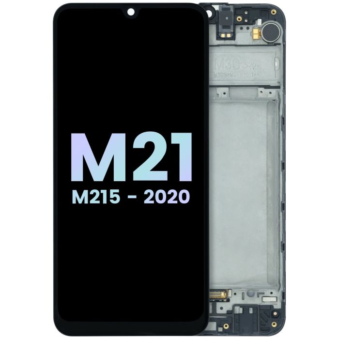 OLED Display mit Rahmen für Galaxy M21 (M215/ 2020) (Service Pack) (Schwarz)