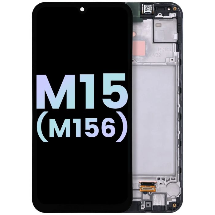 OLED Display mit Rahmen für Galaxy M15 (M156/ 2024) (Service Pack) (Grau)