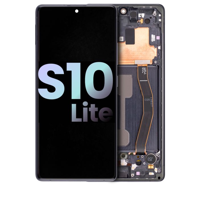 OLED Display mit Rahmen für Galaxy S10 Lite (Service Pack) (Prism Black)