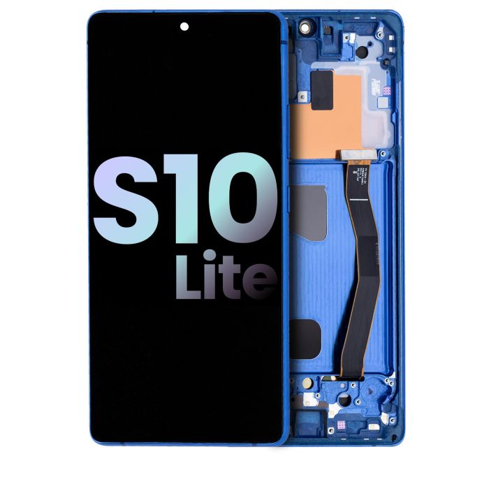 OLED Display mit Rahmen für Galaxy S10 Lite (Service Pack) (Prism Blue)