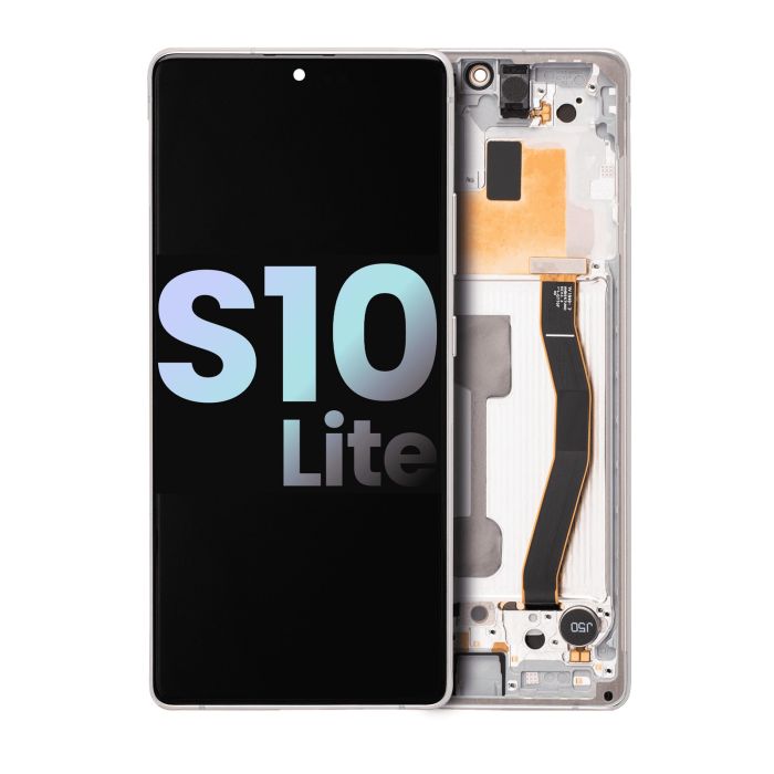 OLED Display mit Rahmen für Galaxy S10 Lite (Service Pack) (Prism White)