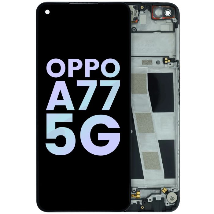 LCD Display mit Rahmen für Oppo A77 5G (2022) (Service Pack) (Midnight Black)