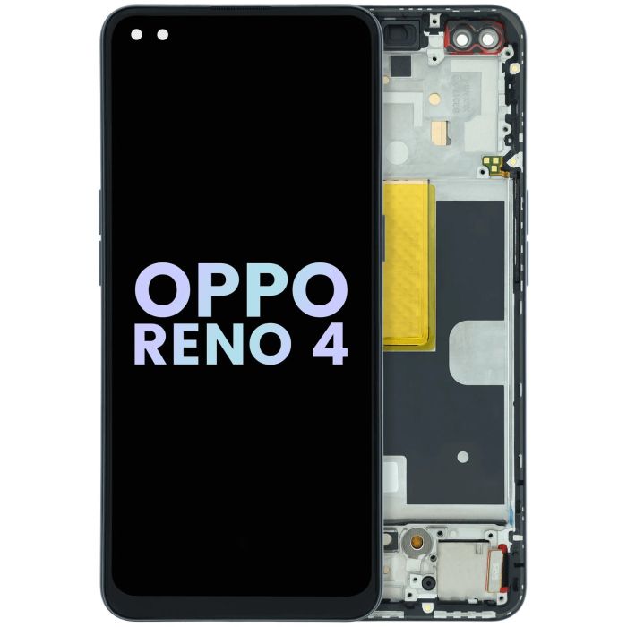 OLED Display Einheit mit Rahmen für OPPO Reno 4 5G CPH2091 (Original) (Schwarz)