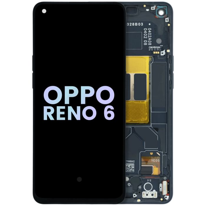 OLED Display mit Rahmen für Oppo Reno 6 5G (2021) (Original) (Stellar Black)