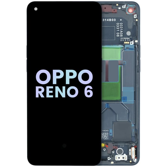 OLED Display Einheit mit Rahmen für Oppo Reno 6 5G (Original) (Schwarz)