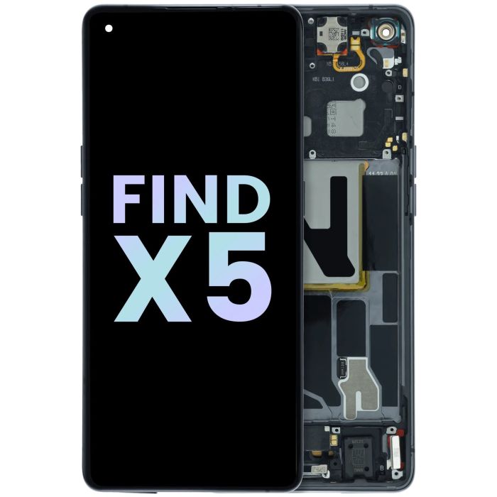 OLED Display Einheit mit Rahmen für Oppo Find X5 (2022) (Service Pack) (Schwarz)