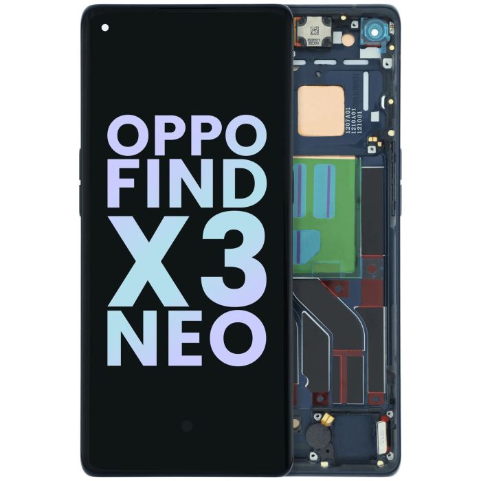 OLED Display Einheit mit Rahmen für OPPO Find X3 Neo (Original) (Schwarz)