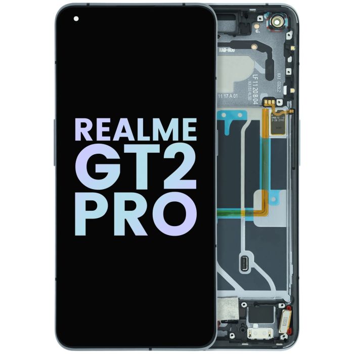 OLED Display Einheit mit Rahmen für Realme GT2 Pro (Original) (Schwarz)