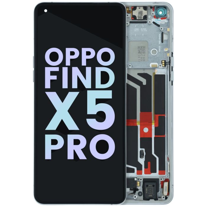 OLED Display Einheit mit Rahmen für OPPO Find X5 Pro CPH2305 (Original) (Weiß)