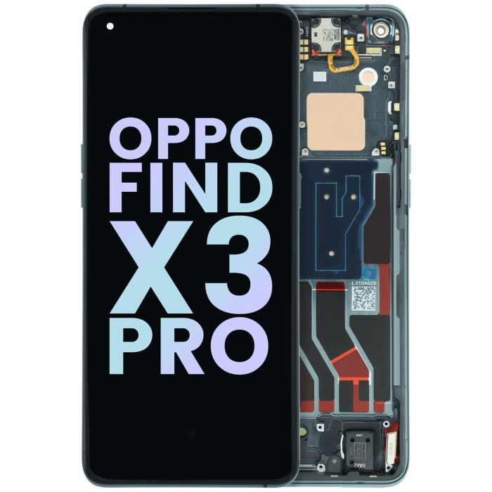 OLED Display mit Rahmen für OPPO Find X3 Pro CPH2173 (Original) (Schwarz)