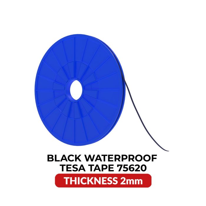 Tesa Modell 75620 doppelseitig Acryl wasserdicht Schwarz Klebeband (2 mm x 25 m)