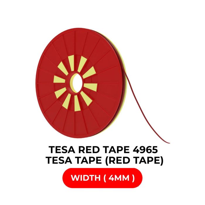 Tesa Modell 4965 doppelseitig Polyester Rot Klebeband (4 mm x 25 m)