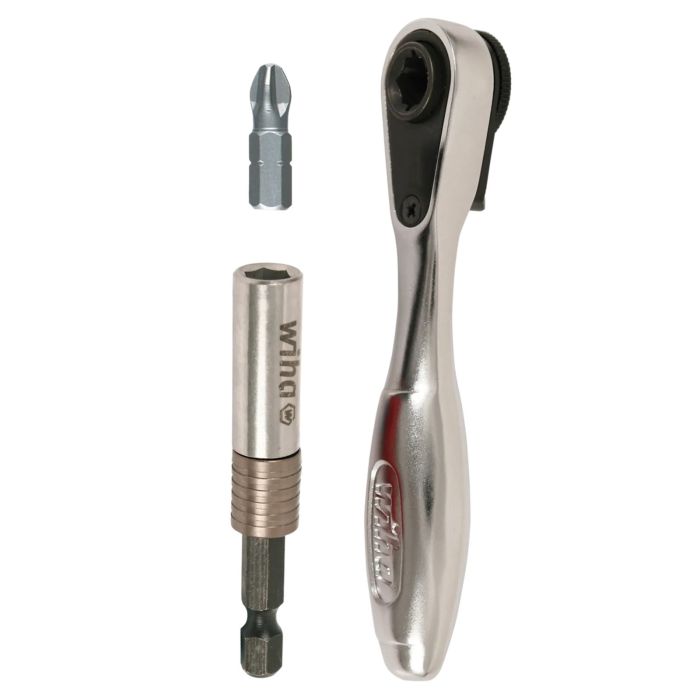 Wiha 3 teilig Mini Bit Ratsche & SlimFix Bit Halter Set