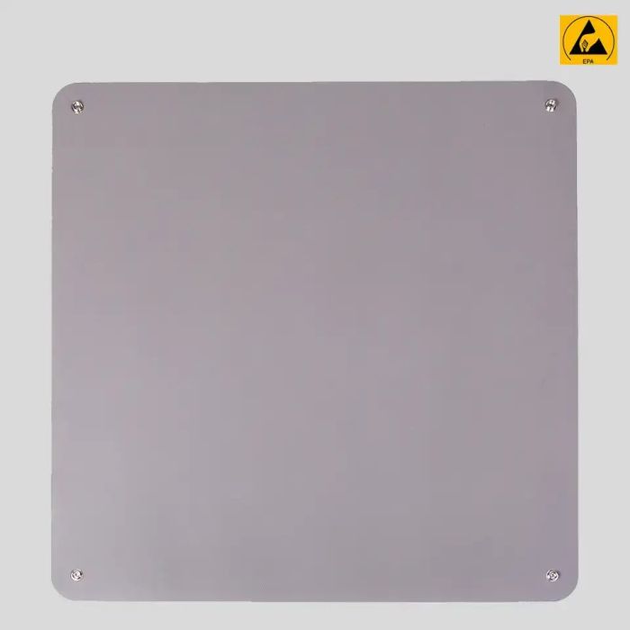 Premium ESD-Gummi-Tischmatte (600 x 610 mm) mit 4 x 10 mm Druckknöpfen (Grau)