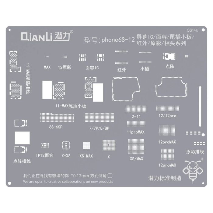 Qianli Bumblebee Schablone (QS148) für Handy 6S-12 Bildschirm IC/ Face ID/ Tail