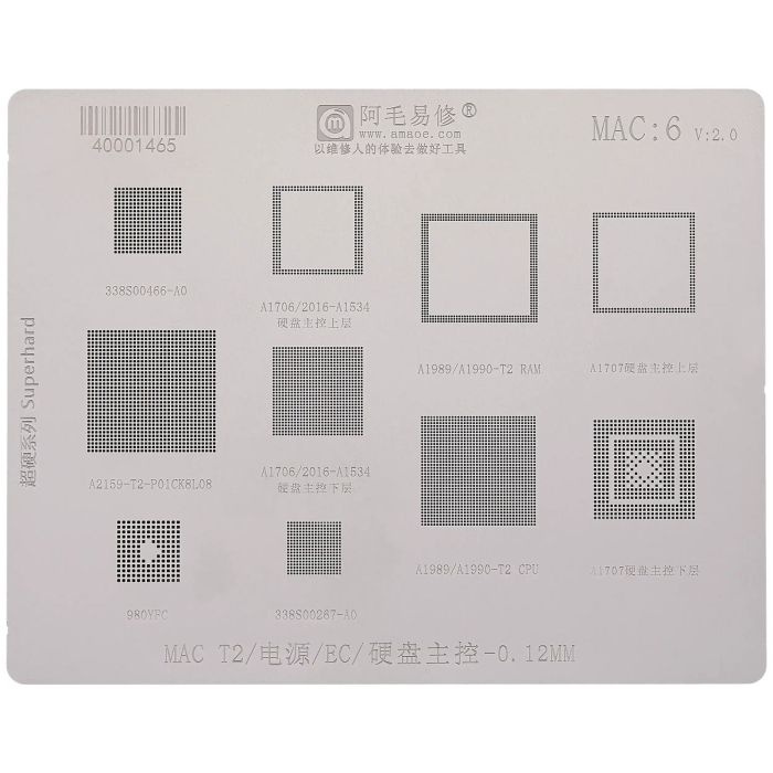 Power Logic Schablone für MacBook Pro 13"/ 15" A1989/ A1990/ A2159 (2018-2019)