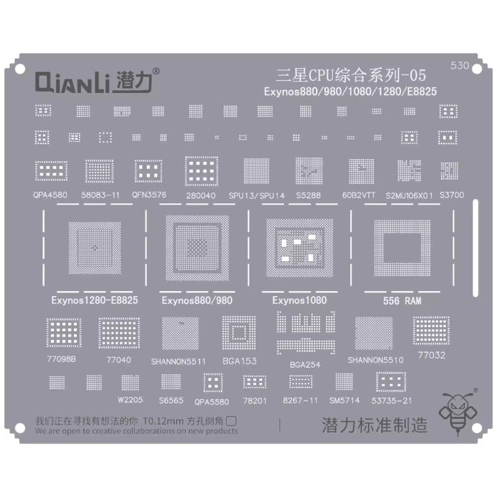 Bumblebee Schablone (QS530) Samsung CPU 05-Exynos880/ 980/ 1080/ 1280/ E8825