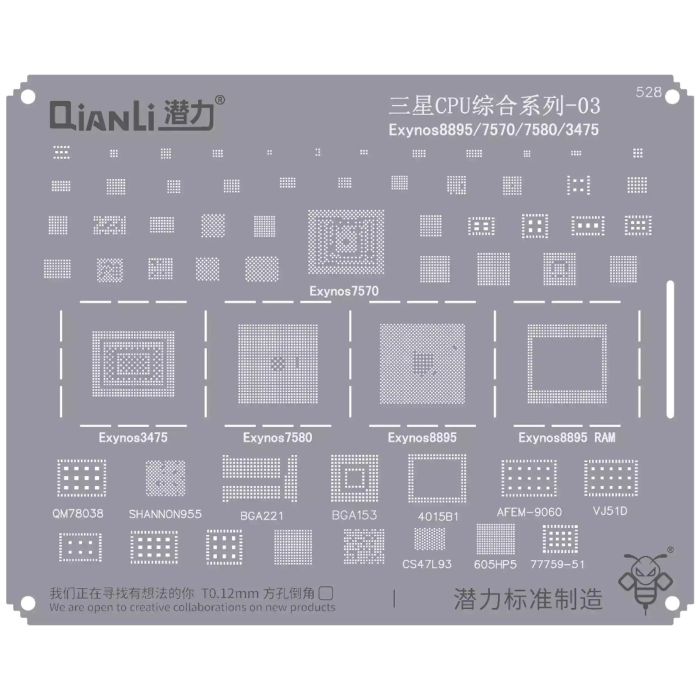 Bumblebee Schablone (QS528) Samsung CPU 03-Exynos8895/ 7570/ 7580/ 3475 (Qianli)