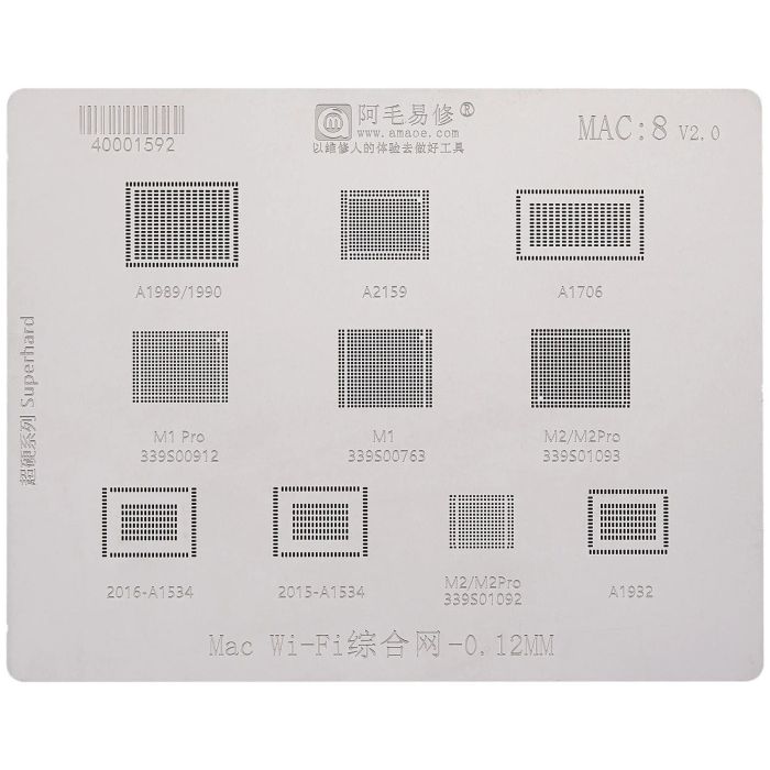 WiFi Schablone für MacBook (A1989/ A1990/ A2159/ A1706/ A1534, 2015-2016/ A1932)