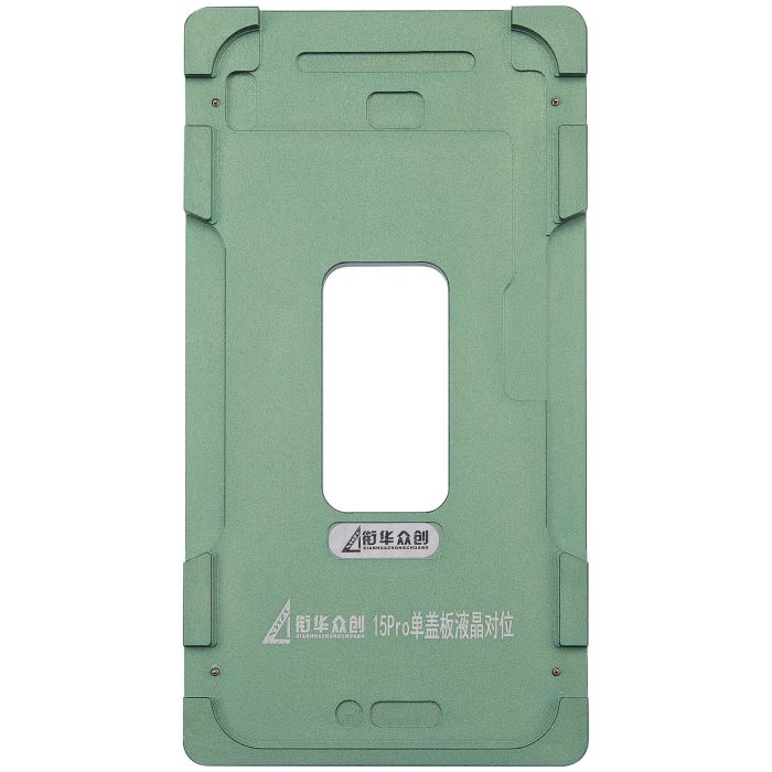Aufbereitungs-Federform (nur Glas) Metall-Positionierform für iPhone 15 Pro