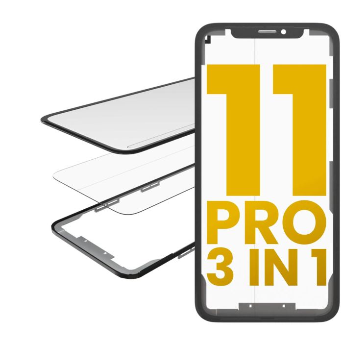3 in 1 (Glas mit OCA vormontiert + Rahmen) für iPhone 11 Pro (OCA Master)