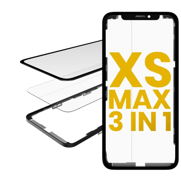 3 in 1 (Glas mit OCA vormontiert + Rahmen) für iPhone XS Max (OCA Master)