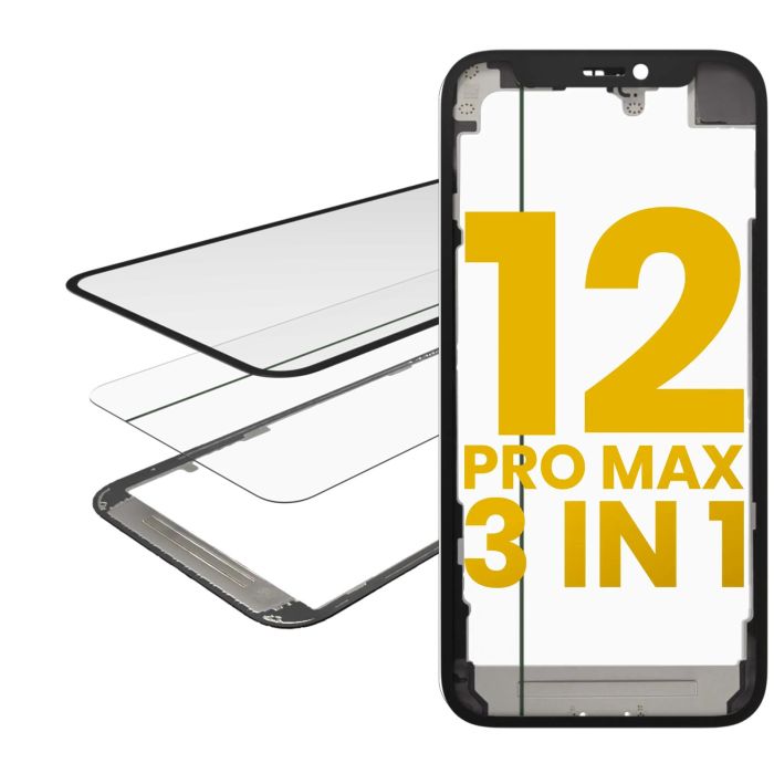 3 in 1 (Glas mit OCA vormontiert + Rahmen) für iPhone 12 Pro Max (OCA Master)