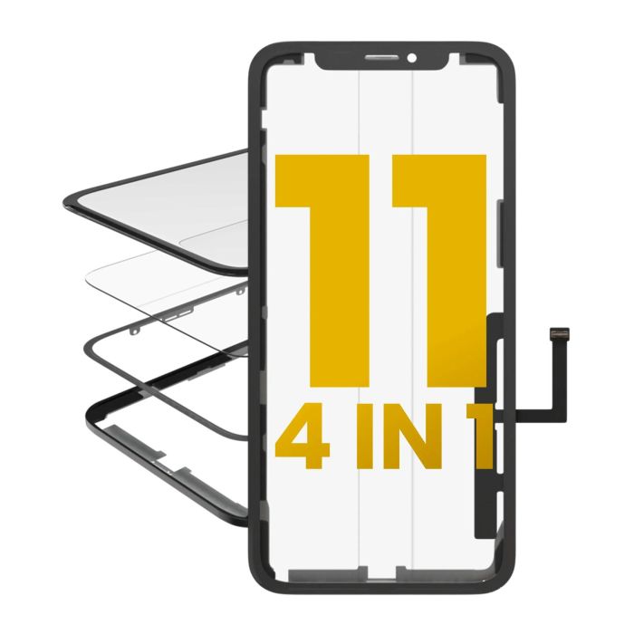 4 in 1 (Glas mit OCA vormontiert + Rahmen + Digitizer) für iPhone 11