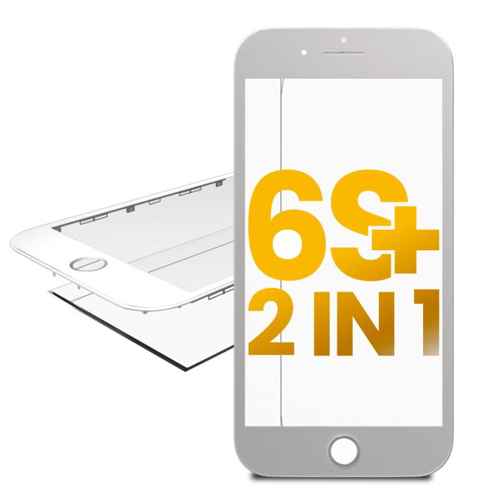 2 in 1 (Frontglas + Rahmen vormontiert) für iPhone 6S Plus (Weiß) (2er Pack)