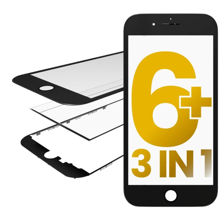 3 in 1 (Frontglas + Rahmen + OCA vormontiert) für iPhone 6 Plus (2er Pack)